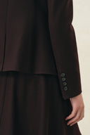Rhea Burgundy Cinched Waist Blazer in Wool Blend