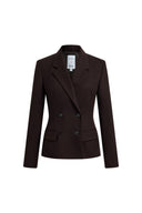 Rhea Burgundy Cinched Waist Blazer in Wool Blend