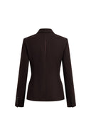 Rhea Burgundy Cinched Waist Blazer in Wool Blend