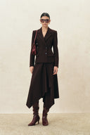 Rhea Burgundy Cinched Waist Blazer in Wool Blend