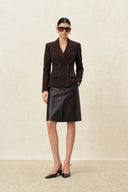 Rhea Burgundy Cinched Waist Blazer in Wool Blend