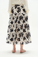 Rhea Jacquard Extended Print Skirt in Heavy Jacquard Mesh