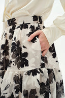 Rhea Jacquard Extended Print Skirt in Heavy Jacquard Mesh