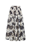 Rhea Jacquard Extended Print Skirt in Heavy Jacquard Mesh
