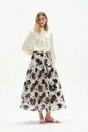 Rhea Jacquard Extended Print Skirt in Heavy Jacquard Mesh