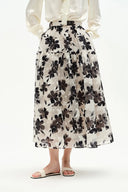 Rhea Jacquard Extended Print Skirt in Heavy Jacquard Mesh