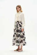 Rhea Jacquard Extended Print Skirt in Heavy Jacquard Mesh