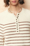 Rhea Striped Henley Sweater in Wool Blend