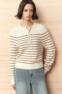Rhea Striped Henley Sweater in Wool Blend