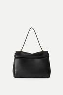 Rialto Black Double Flap Handbag in Calfskin Leather
