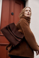 Rialto Double Flap Clasp Handbag in Top Grain Nubuck Leather