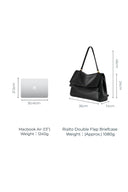 Rialto Double Flap Handbag in Calfskin Leather