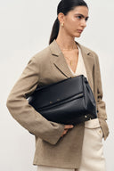 Rialto Double Flap Handbag in Calfskin Leather