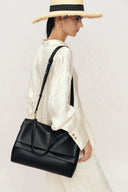 Rialto Double Flap Handbag in Calfskin Leather