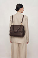 Rialto Double Flap Handbag in Calfskin Leather