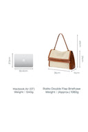 Rialto Double Flap Handbag in Nappa Leather & Water-Resistant Canvas