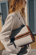 Rialto Dubbele Klep Handtas in Nappa Leer & Waterbestendig Canvas