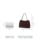 Rialto Double Flap Handbag in Top-Grain Nubuck Leather