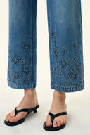 Rodeo Embellished Crop Jeans in Cotton Denim