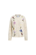Rosalie Hand Embroidery Openwork Cardigan in Wool Cotton Blend