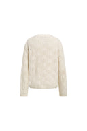 Rosalie Hand Embroidery Openwork Cardigan in Wool Cotton Blend