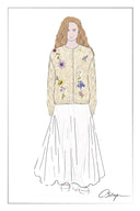 Rosalie Hand Embroidery Openwork Cardigan in Wool Cotton Blend