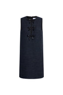 Rosalind Beaded Bow Dress in Tweed