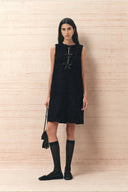 Rosalind Beaded Bow Dress in Tweed