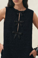 Rosalind Beaded Bow Dress in Tweed