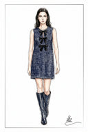 Rosalind Beaded Bow Dress in Tweed
