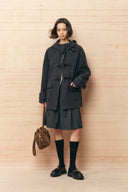 Rue Lightweight Hooded Midi Coat in Wool Blend
