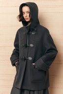 Rue Lightweight Hooded Midi Coat in Wool Blend
