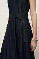 Sadie  Lightweight Washed Sleeveless A line Dress in Cotton Denim