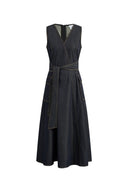 Sadie  Lightweight Washed Sleeveless A line Dress in Cotton Denim