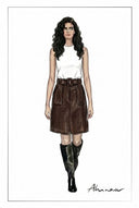 Saga Croc Embossed Belted Midi Skirt in Faux Leather