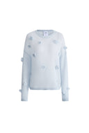 Sally Hand Crochet 3D Floral Camellia Sweater in Mohair Blend