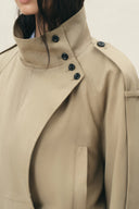 Trench-coat asymétrique croisé sur le devant Sasha, en sergé de coton