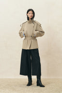 Trench-coat asymétrique croisé sur le devant Sasha, en sergé de coton