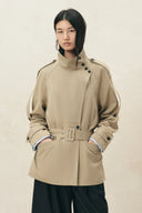 Trench-coat asymétrique croisé sur le devant Sasha, en sergé de coton