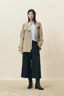 Trench-coat asymétrique croisé sur le devant Sasha, en sergé de coton