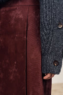 Scirocco Burgundy Midi Skirt in Faux Snake Skin Leather