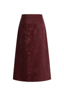 Scirocco Burgundy Midi Skirt in Faux Snake Skin Leather