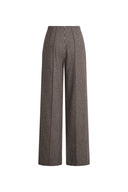 High waisted brown plaid wide leg wool blend pants