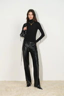 Sibyl Turtleneck Fitted Top in Wool Blend