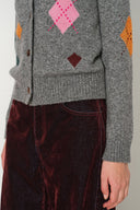Sidonie Argyle Lapel Cardigan in Wool Blend
