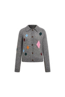 Sidonie Argyle Lapel Cardigan in Wool Blend