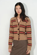 Sigourney Contrast Back Cardigan in Wool Alpaca Blend