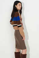 Sigourney Contrast Back Cardigan in Wool Alpaca Blend