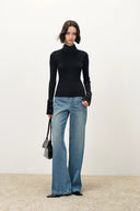 Silvia Sequin Embellished Fitted Top in Wool Blend