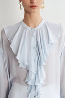 Sini Ruffle Shirt in Silk Canton Crepe